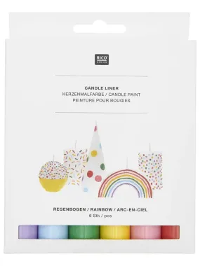 6 peintures pour bougie 30 ml Arc-en-ciel - Blanc