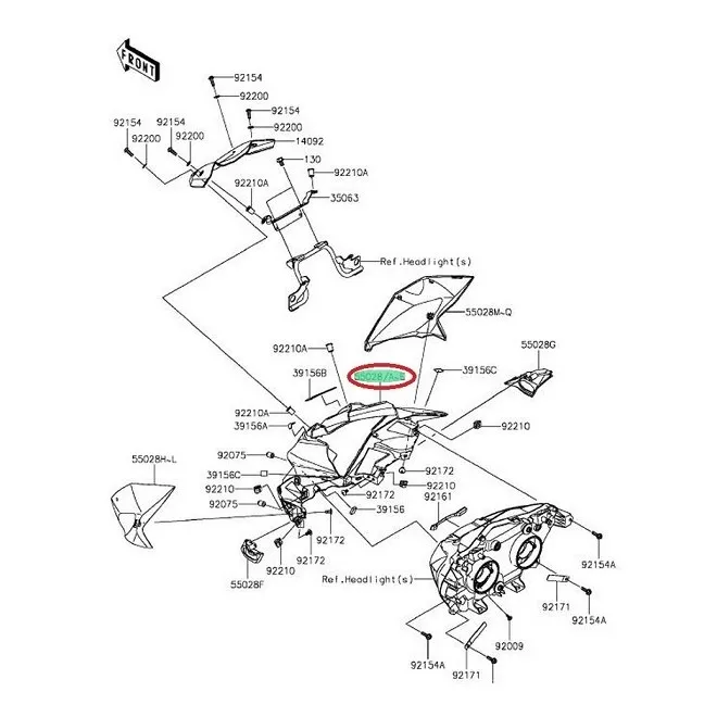 Achat cowling,upp,cnt,febony  KAWASAKI  MOTOSHOP 35