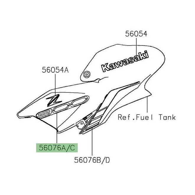 Autocollant "900" écope de réservoir Kawasaki Z900 (2022-2023) | Moto Shop 35