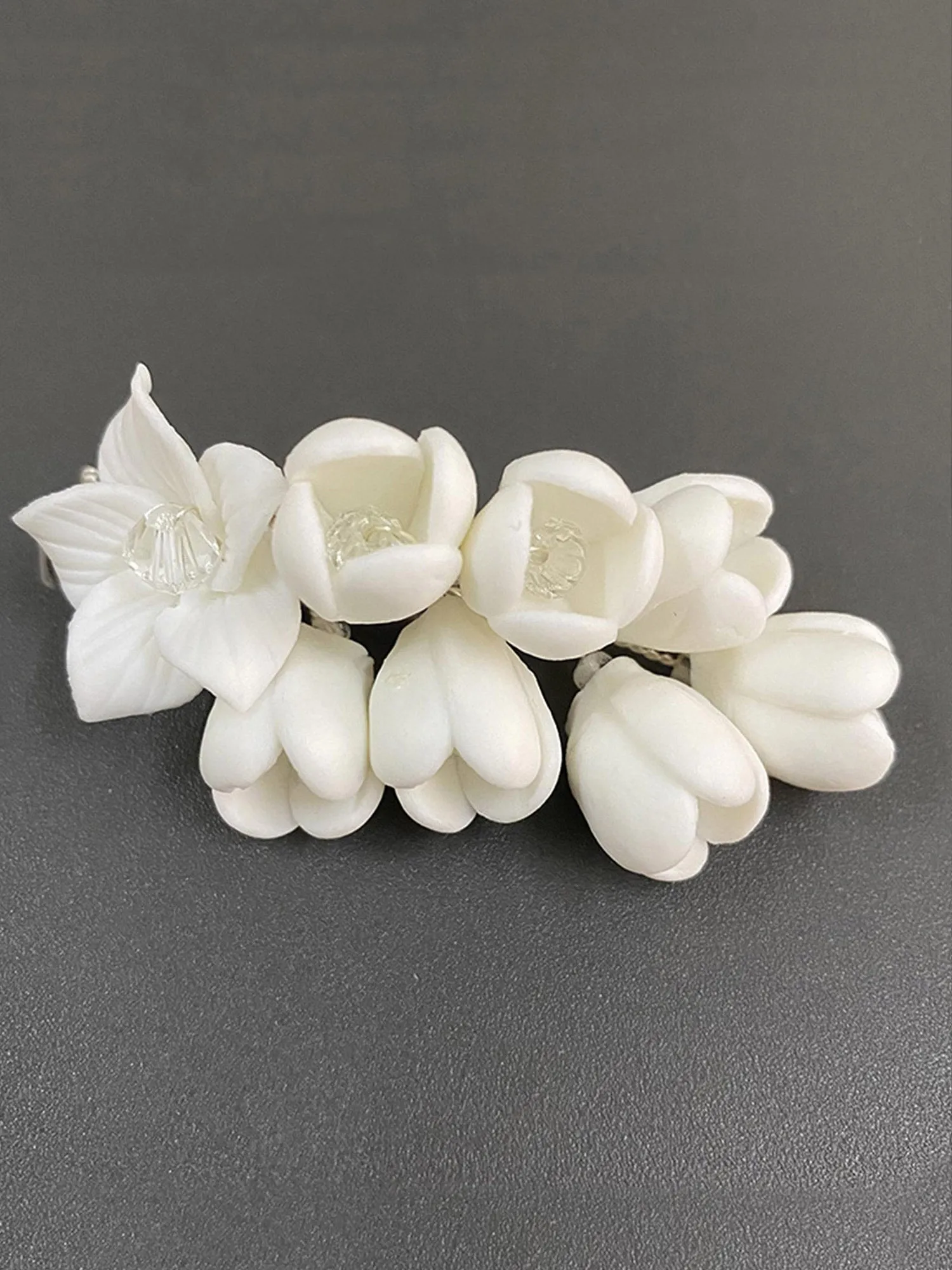 Barrette à Cheveux de Mariée en Fleur de Céramique