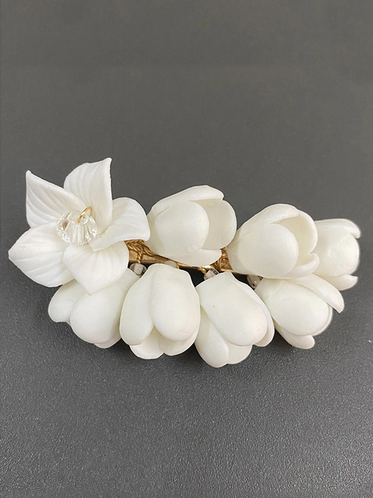 Barrette à Cheveux de Mariée en Fleur de Céramique