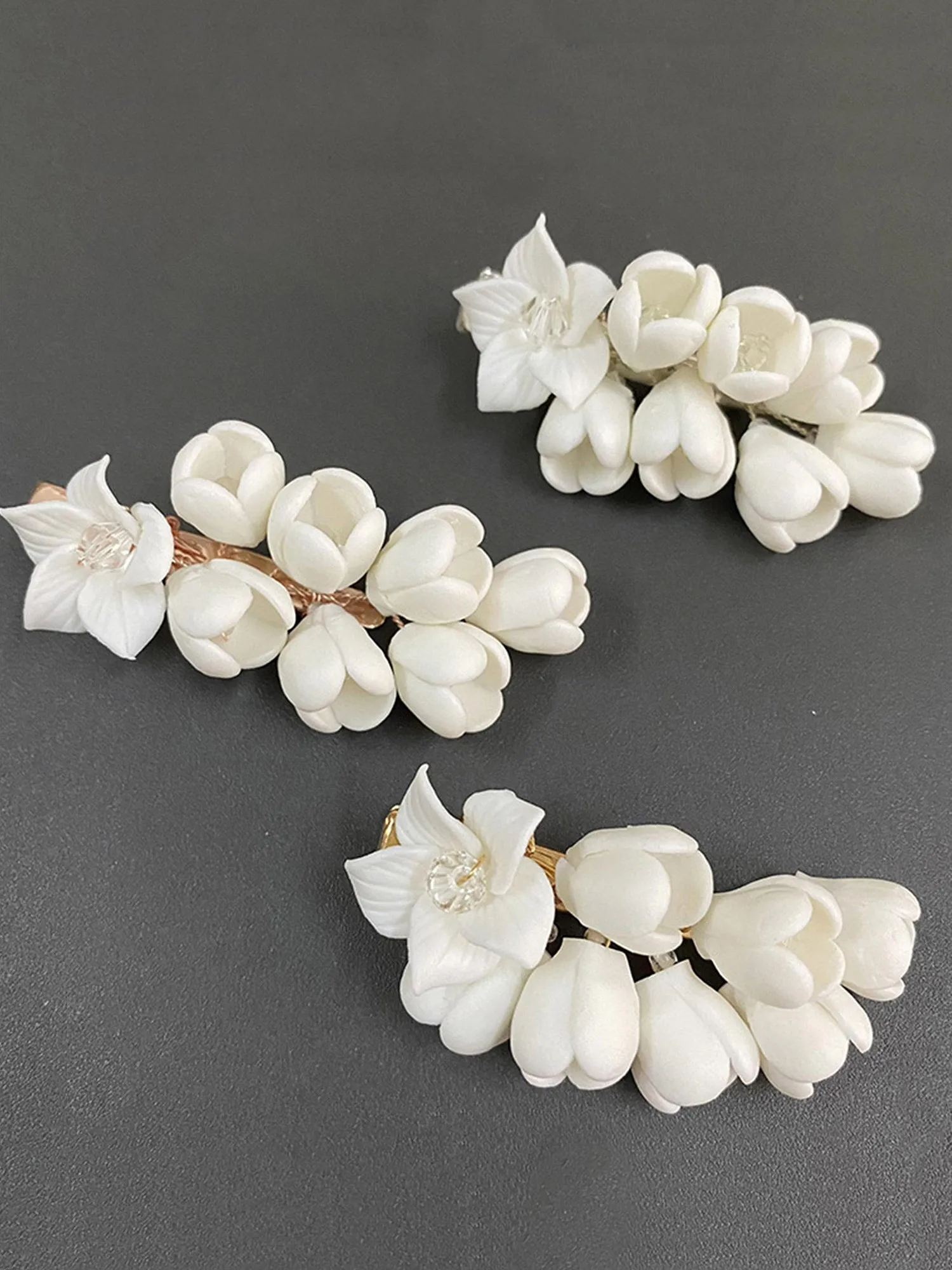 Barrette à Cheveux de Mariée en Fleur de Céramique