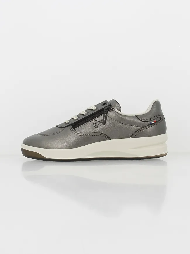 Baskets en cuir tennis zip gris métallisé femme - Tbs | wimod