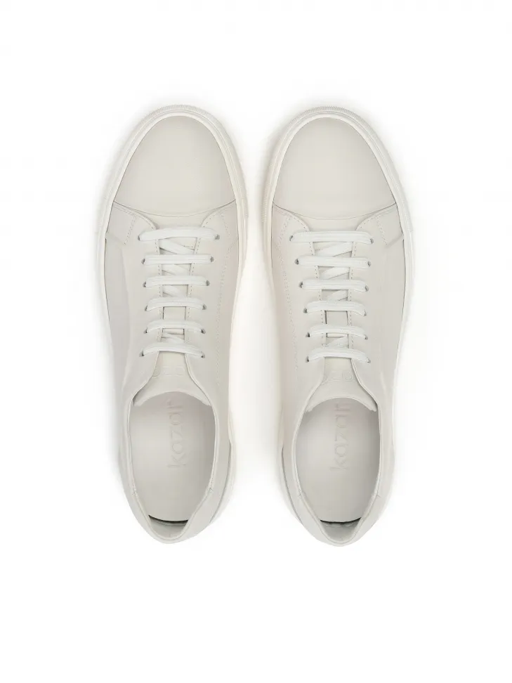 Baskets minimalistes en cuir blanc cassé pour hommes