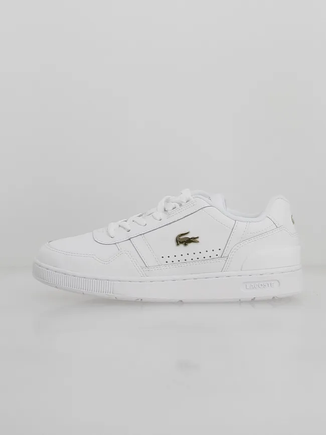 Baskets t-clip cuir logo doré blanc femme - Lacoste | wimod