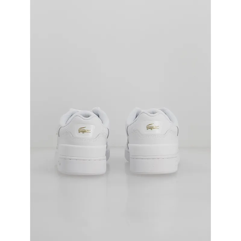 Baskets t-clip cuir logo doré blanc femme - Lacoste | wimod