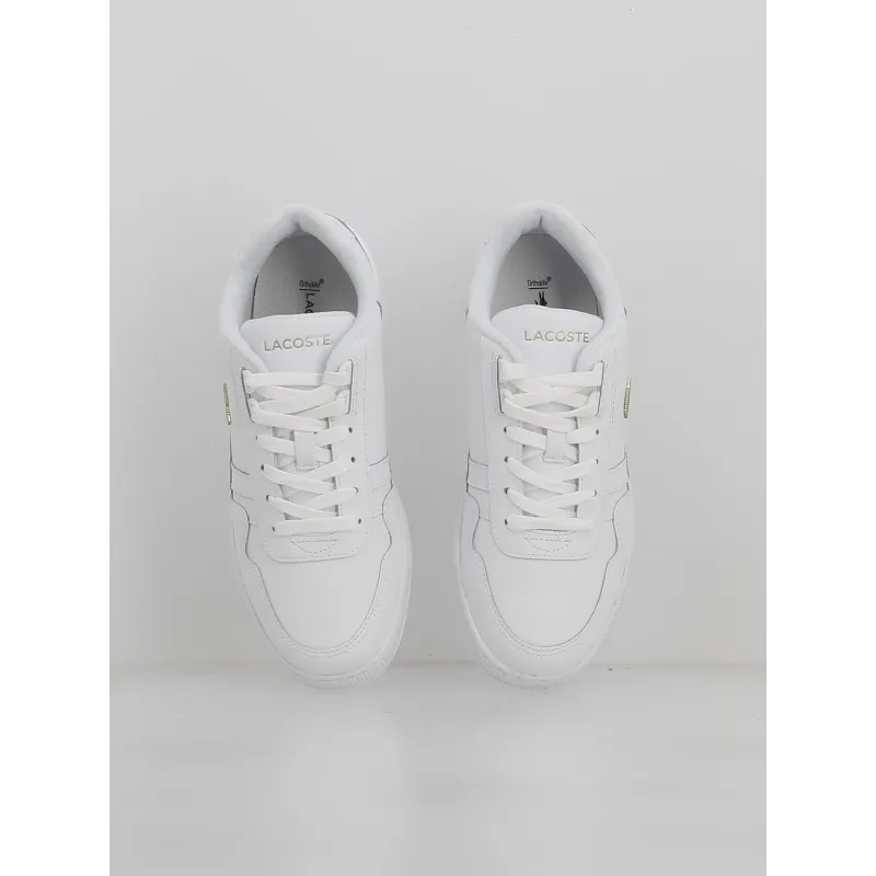 Baskets t-clip cuir logo doré blanc femme - Lacoste | wimod