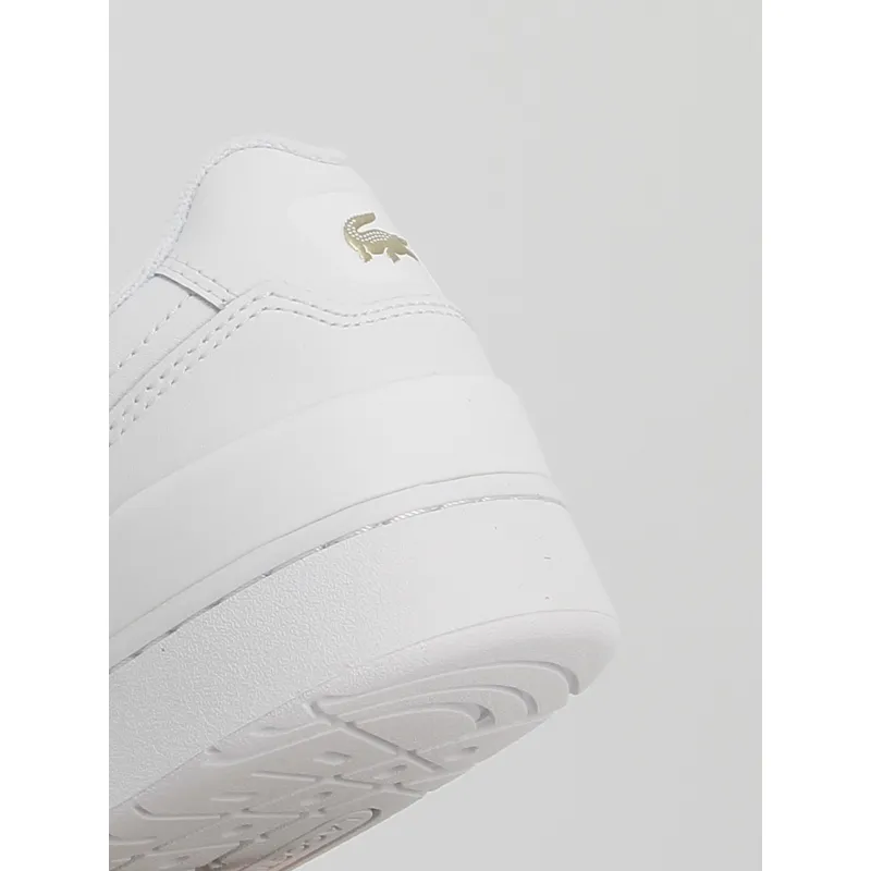 Baskets t-clip cuir logo doré blanc femme - Lacoste | wimod