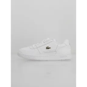 Baskets t-clip cuir logo doré blanc femme - Lacoste | wimod