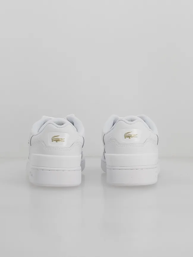 Baskets t-clip cuir logo doré blanc femme - Lacoste | wimod