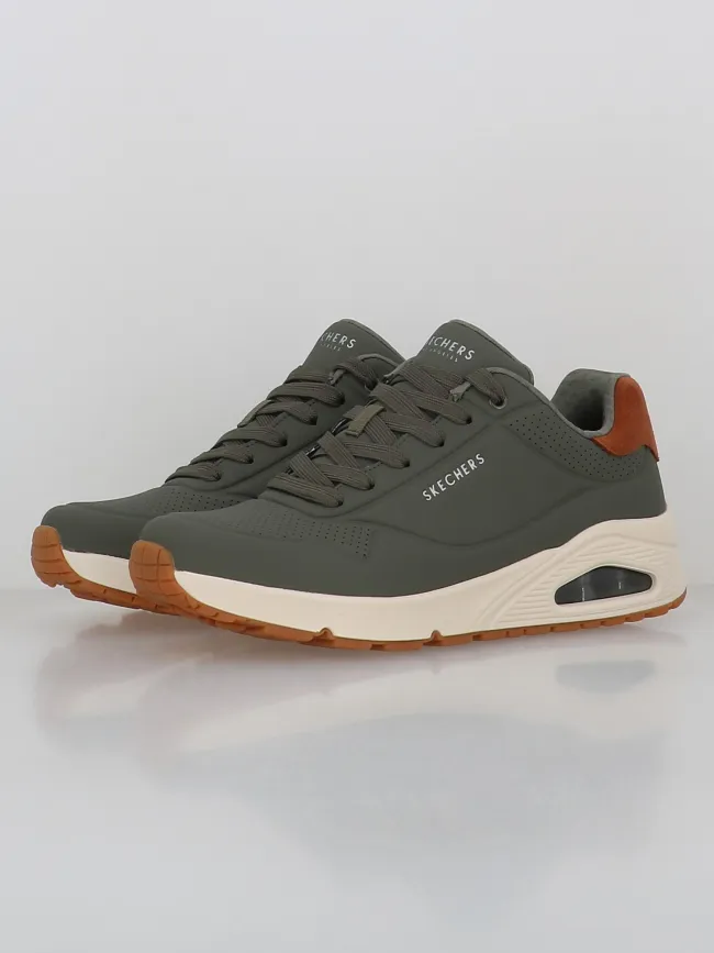 Baskets uno suited on air kaki homme - Skechers | wimod