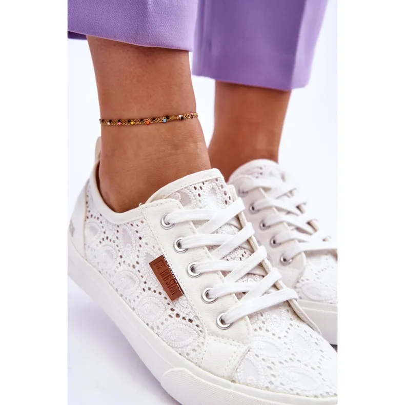 Baskets à lacets pour femmes Big Star W274925 Blanc blanche