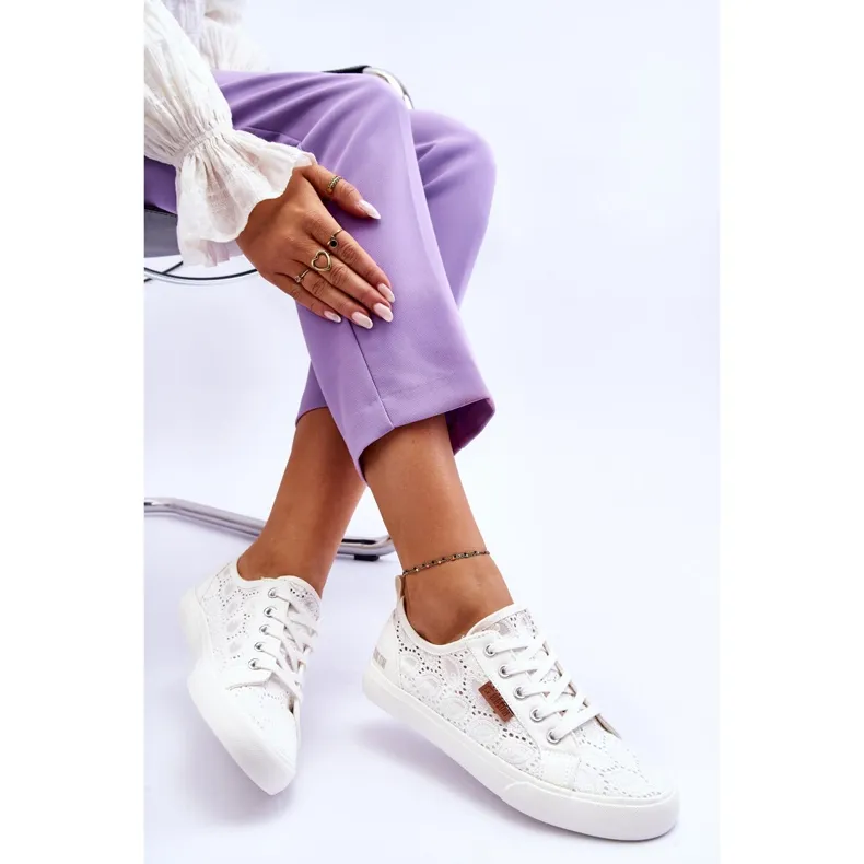 Baskets à lacets pour femmes Big Star W274925 Blanc blanche