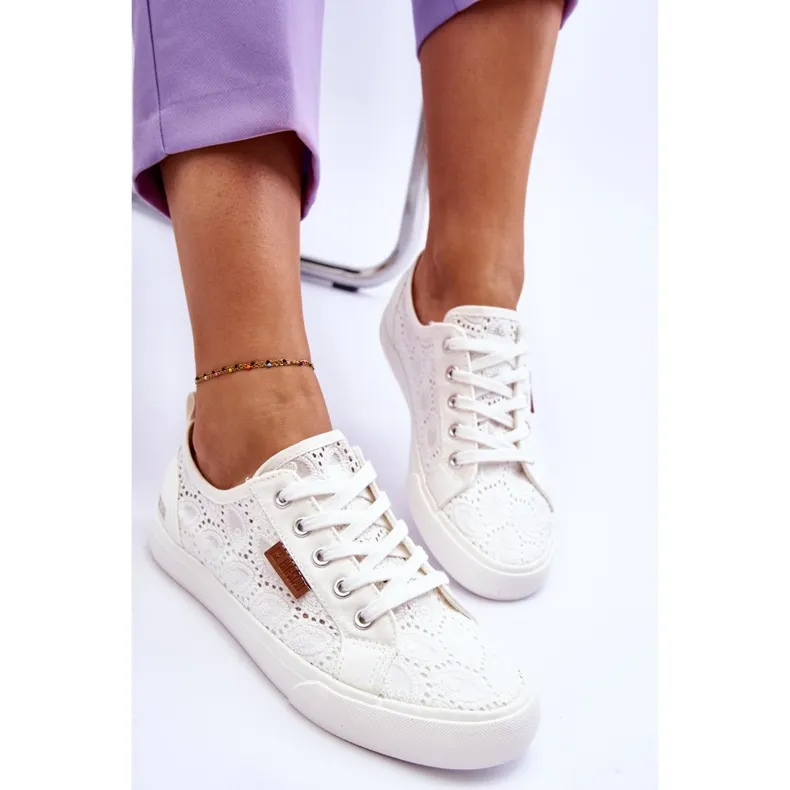 Baskets à lacets pour femmes Big Star W274925 Blanc blanche