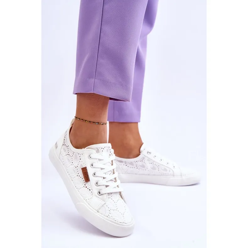 Baskets à lacets pour femmes Big Star W274925 Blanc blanche