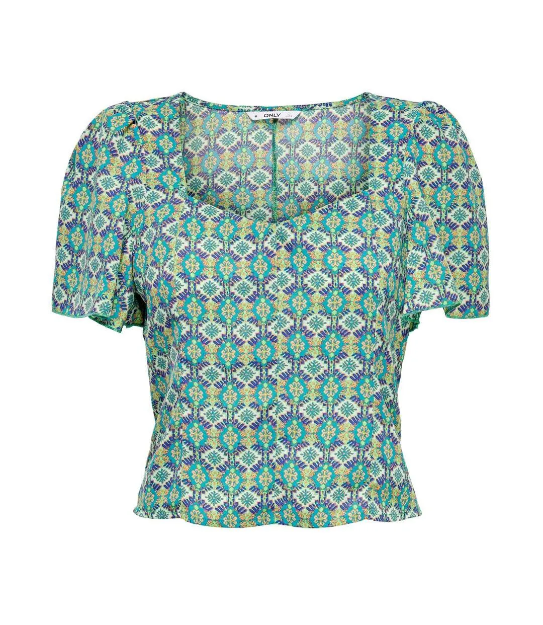 Blouse Verte/Blanche à Motifs Femme Only Alma