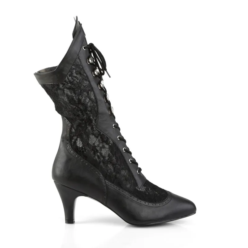 Botte sexy dentelle noire style victorien à talon moyen | 39 à 46