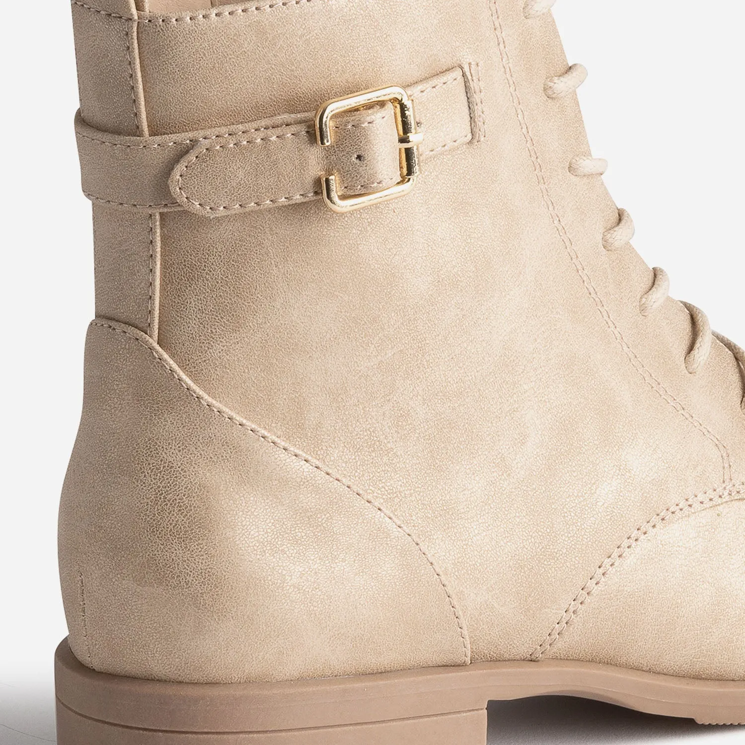 Bottine beige doré à lacets et bride - Boots / bottines Femme | ERAM