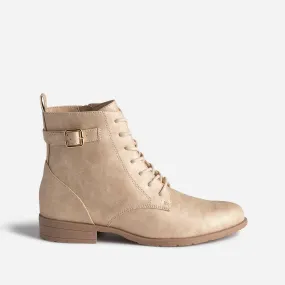 Bottine beige doré à lacets et bride - Boots / bottines Femme | ERAM