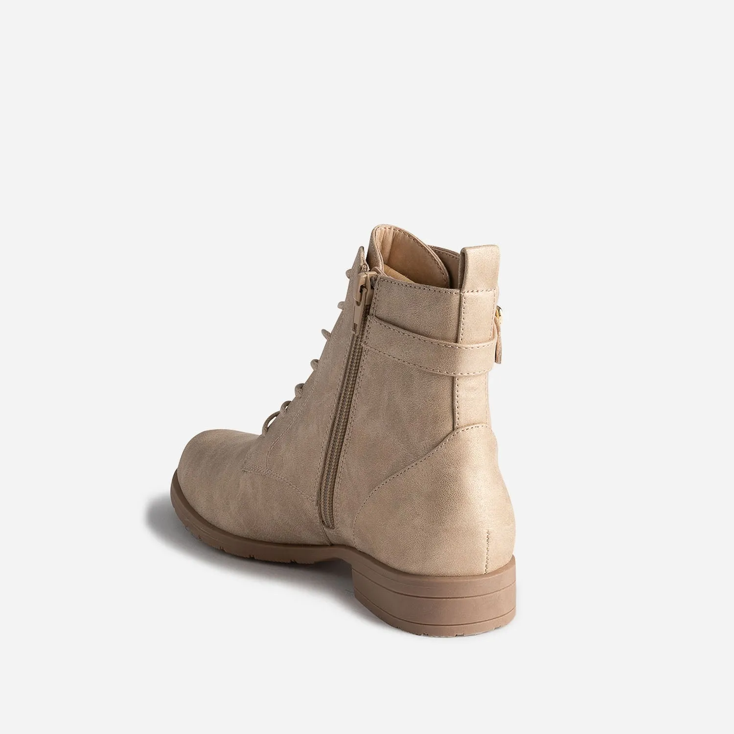 Bottine beige doré à lacets et bride - Boots / bottines Femme | ERAM