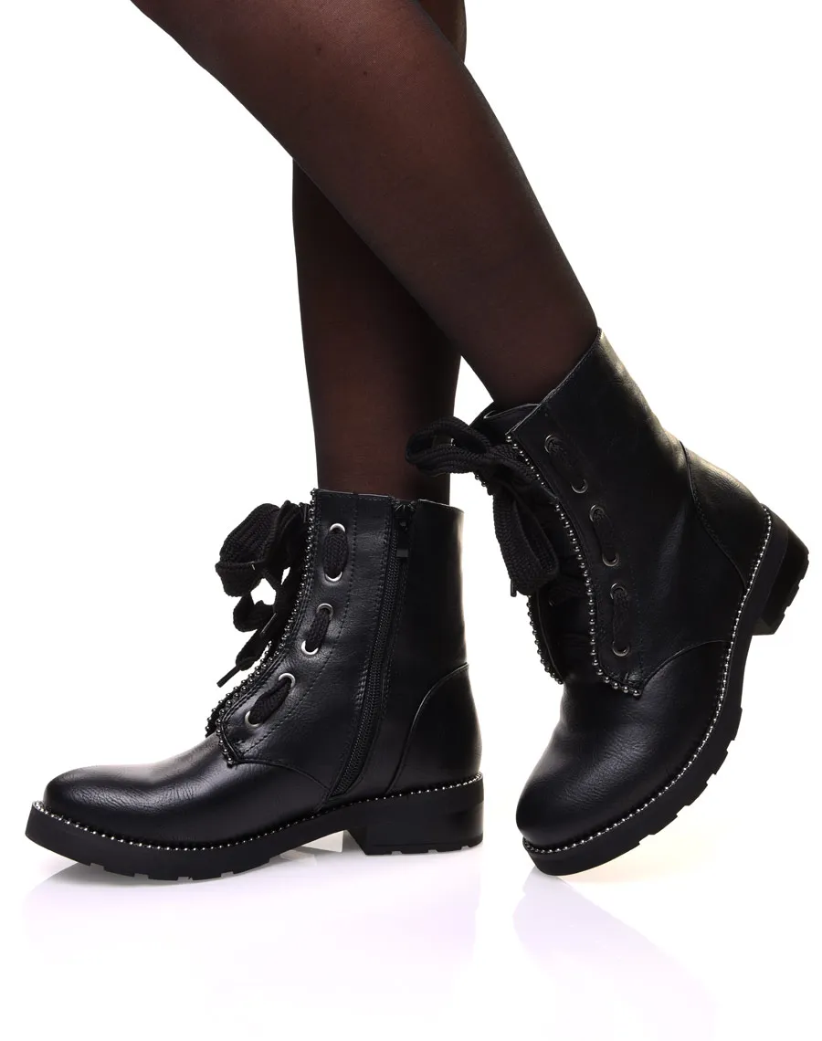 Bottines noires montantes à lacets originaux