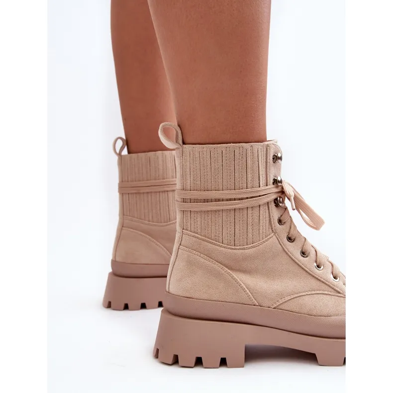 Bottines Trappeur Femme À Lacets Beige Gordts