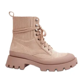 Bottines Trappeur Femme À Lacets Beige Gordts