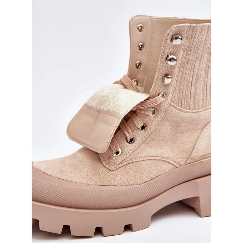 Bottines Trappeur Femme À Lacets Beige Gordts