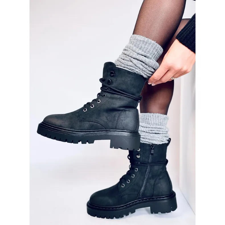 Bottines à lacets avec protecteur Simmo Black le noir