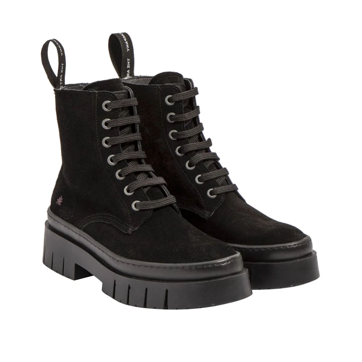 Bottines à lacets en daim style rangers - Noir