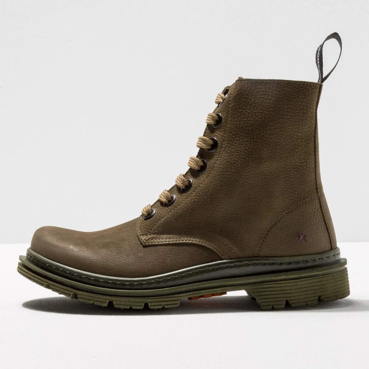 Bottines à lacets style rangers en nubuck - Kaki