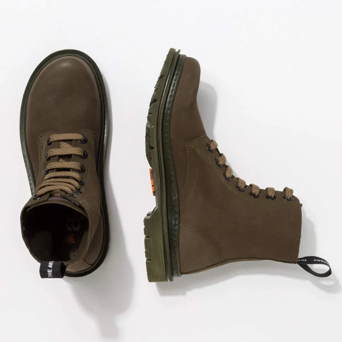 Bottines à lacets style rangers en nubuck - Kaki