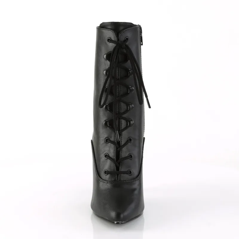 Bottines à talon pour femme noires mat à lacets grande pointure du 35,5 au 46