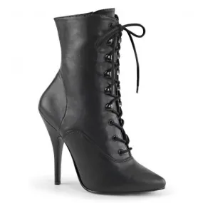 Bottines à talon pour femme noires mat à lacets grande pointure du 35,5 au 46