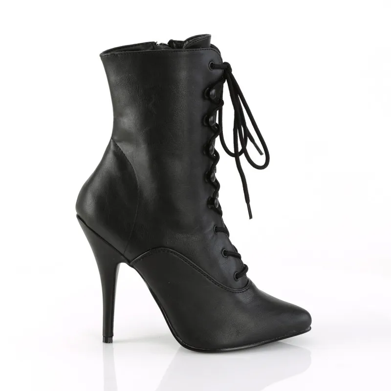 Bottines à talon pour femme noires mat à lacets grande pointure du 35,5 au 46