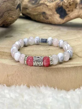 Bracelet passion en quartz rose - Blanc