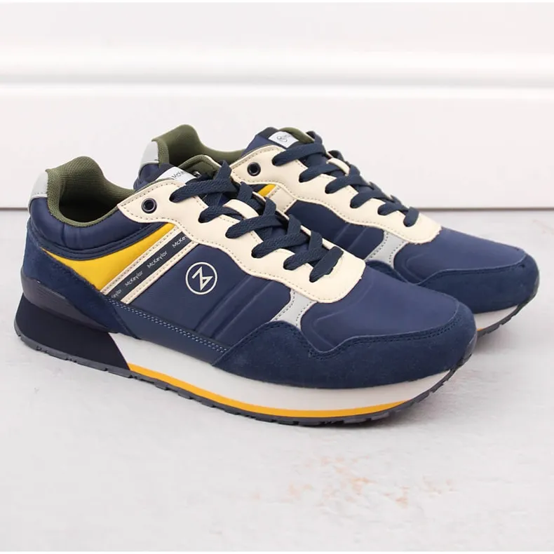 Chaussures de sport en cuir pour hommes bleu marine McKeylor 74111