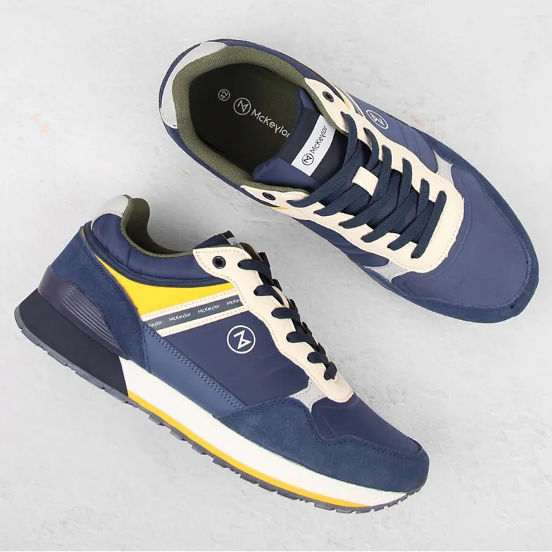 Chaussures de sport en cuir pour hommes bleu marine McKeylor 74111