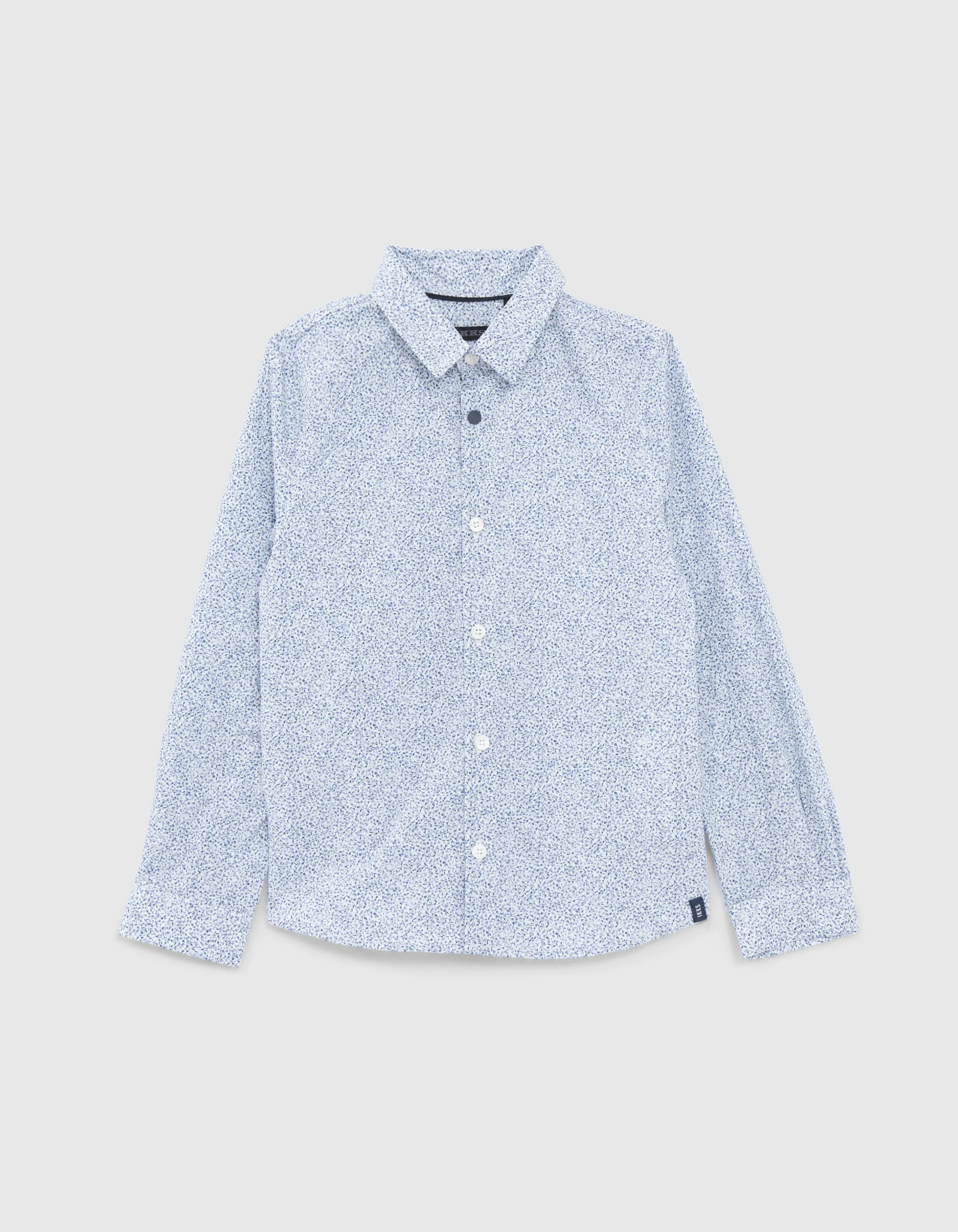 Chemise bleue imprimé feuilles minimalistes garçon