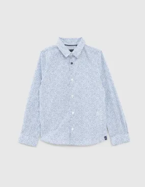 Chemise bleue imprimé feuilles minimalistes garçon