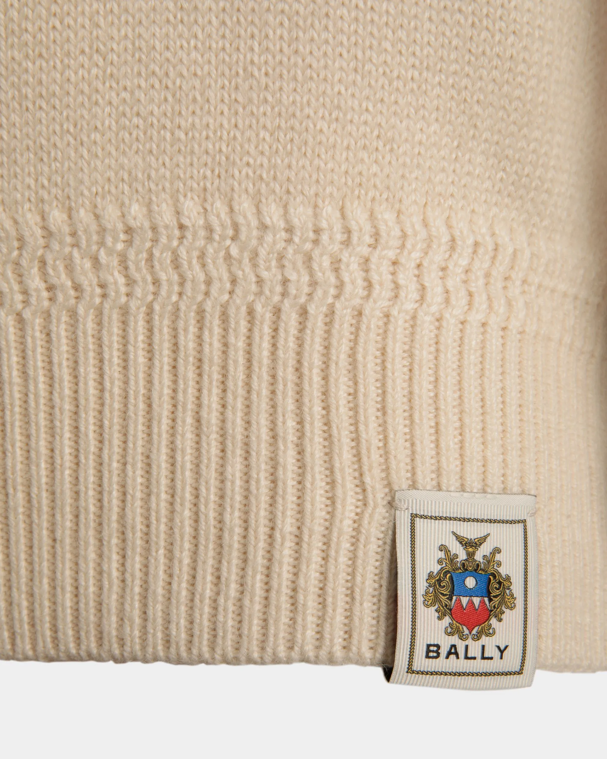 Col Roulé Avec Logo Bally Crest En Laine Et Soie Ivoire