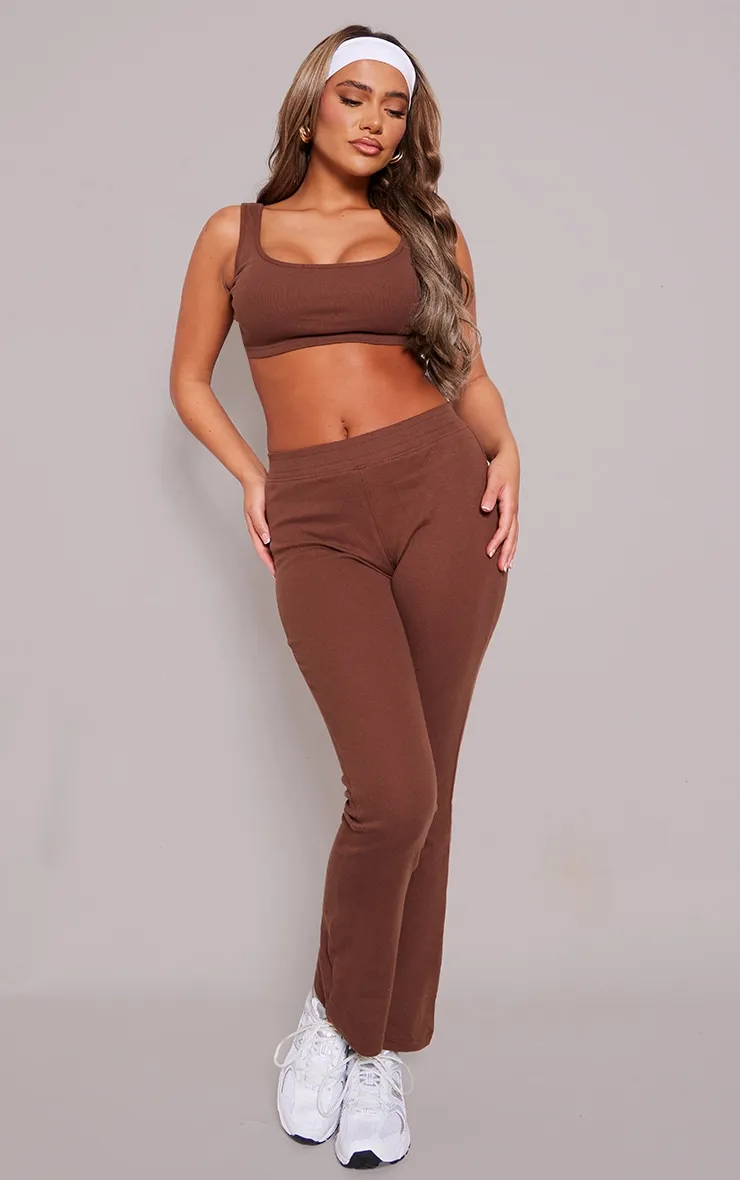 Crop top marron à col arrondi