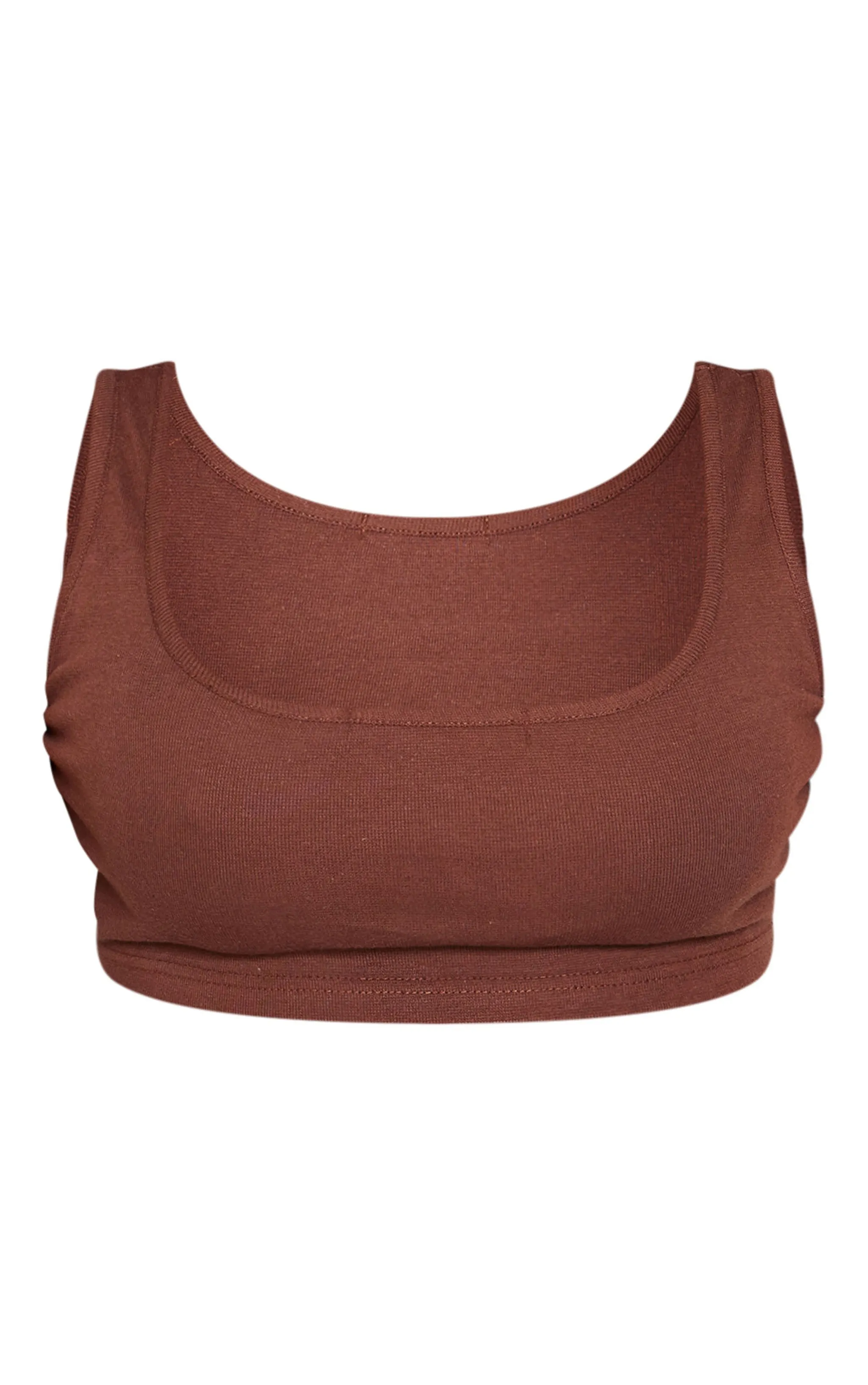 Crop top marron à col arrondi