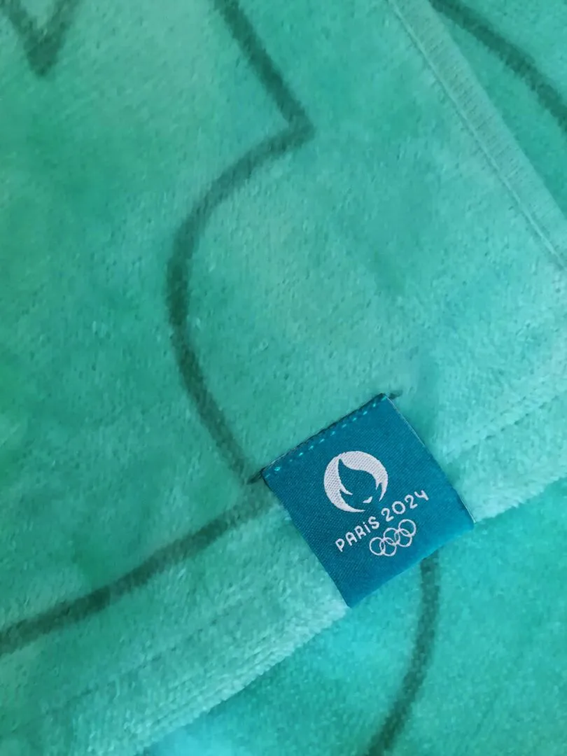 Drap de plage imprimé 100% coton, PARIS 2024 JEUX OLYMPIQUES SURF - Bleu