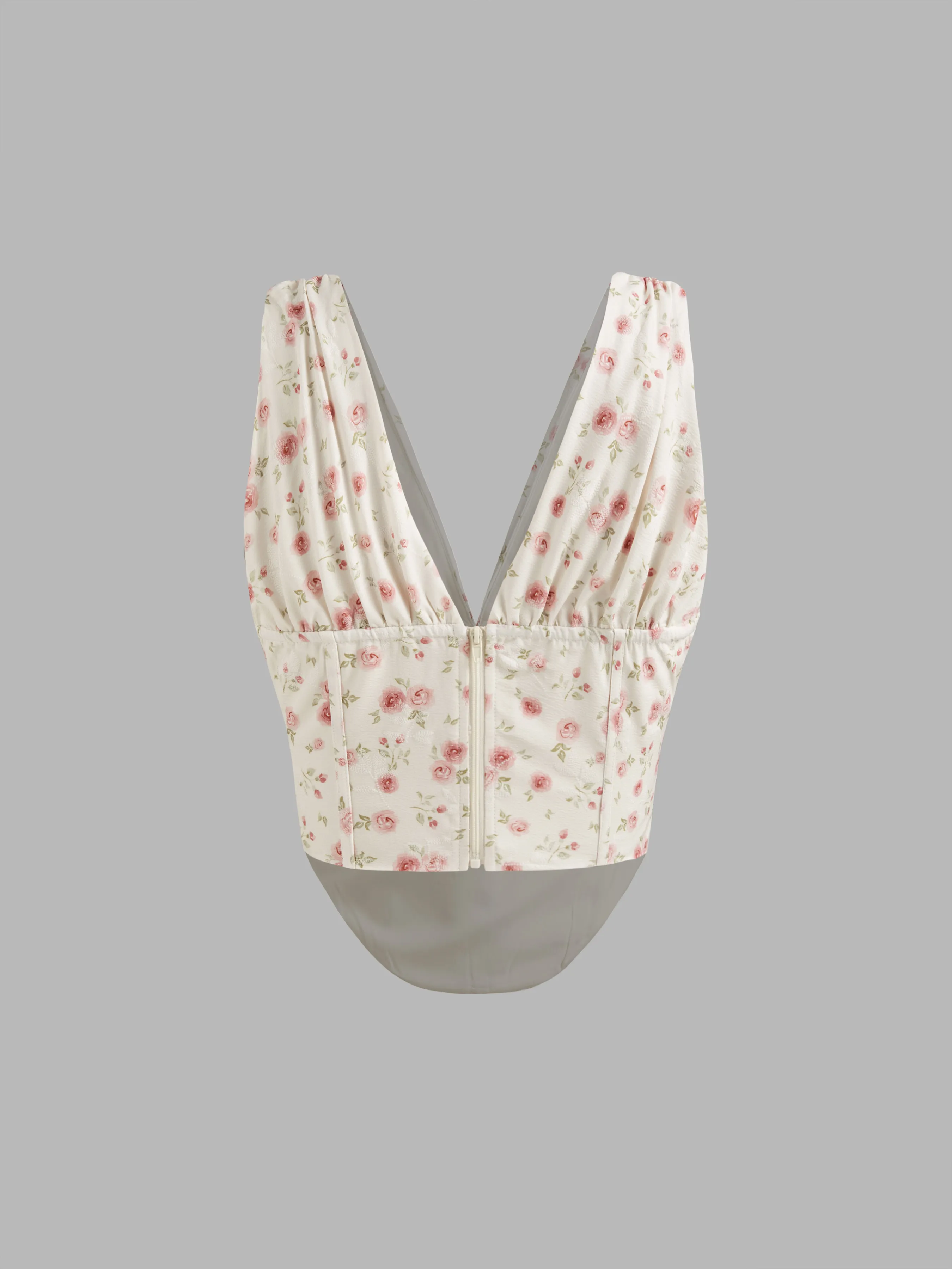 Débardeur noué à corset floral col V