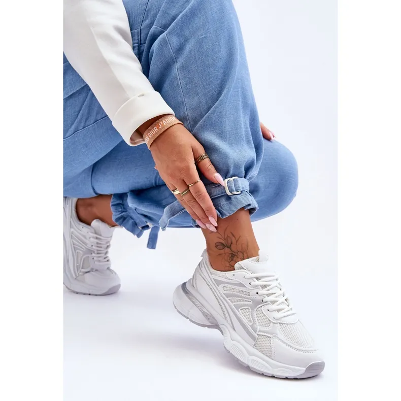 FG2 Chaussures de sport à lacets pour femmes Blanc Emare blanche