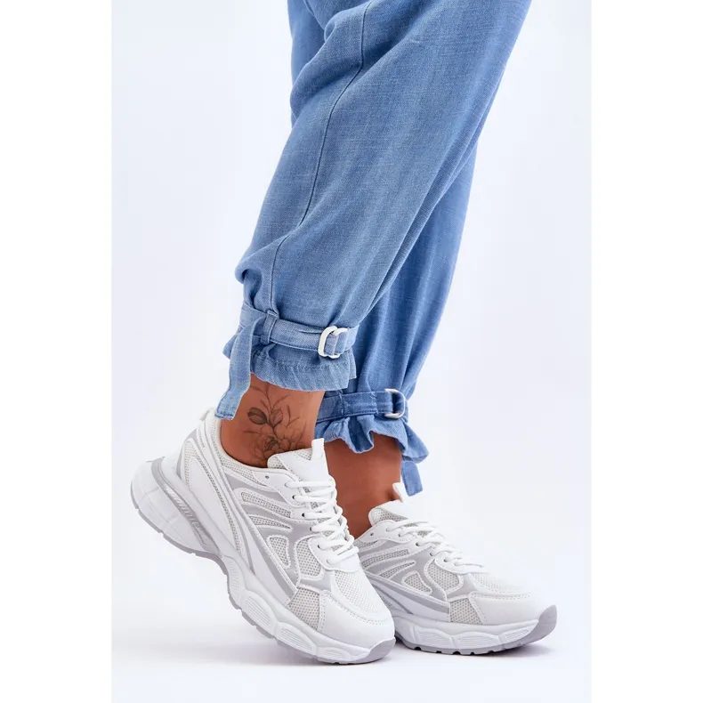 FG2 Chaussures de sport à lacets pour femmes Blanc Emare blanche