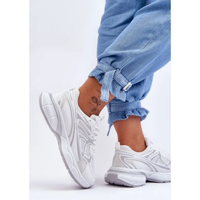 FG2 Chaussures de sport à lacets pour femmes Blanc Emare blanche