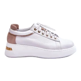 FILIPCZYK Chaussures de sport à plateforme en cuir pour femmes Blanc Caressa blanche