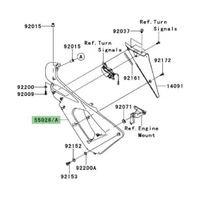 Flanc de carénage peint Kawasaki Er-6f (2006-2008) | Moto Shop 35